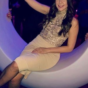 Nicole Bakti Taupe Formal dress S/M